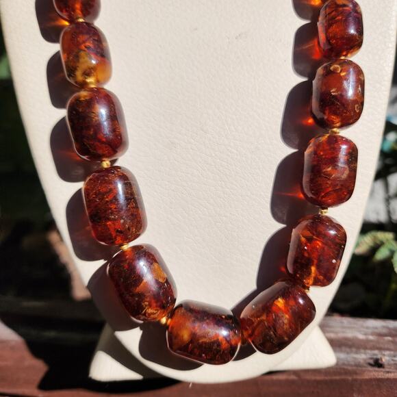 Vtg Baltic Amber Necklace Cognac Natural Inclusions Graduated Bead 28" 104 Grams - Picture 3 of 15